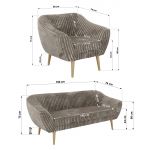 Zestaw PIRS 3+1+1 - jasnobrązowy, sztruks - nóżki,  buk