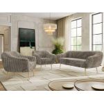 Zestaw PIRS 3+1+1 - jasnobrązowy, sztruks - nóżki,  buk