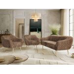 Zestaw PIRS 3+1+1 - brązowy, sztruks - nóżki,  buk