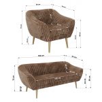 Zestaw PIRS 3+1+1 - brązowy, sztruks - nóżki,  buk