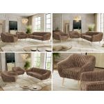 Zestaw PIRS 3+1+1 - brązowy, sztruks - nóżki,  buk