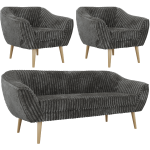 Zestaw PIRS 3+1+1 - szary, sztruks - nóżki,  buk