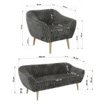 Zestaw PIRS 3+1+1 - szary, sztruks - nóżki,  buk