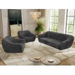 Zestaw PIRS 3+1+1 - szary, sztruks - nóżki,  buk