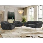 Zestaw PIRS 3+1+1 - szary, sztruks - nóżki,  buk