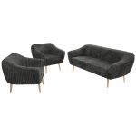 Zestaw PIRS 3+1+1 - szary, sztruks - nóżki,  buk