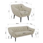 Zestaw PIRS 3+1+1 - kremowy, welwet - nóżki,  czarny