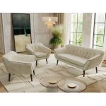 Zestaw PIRS 3+1+1 - kremowy, welwet - nóżki,  czarny