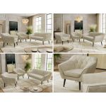 Zestaw PIRS 3+1+1 - kremowy, welwet - nóżki,  czarny