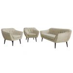 Zestaw PIRS 3+1+1 - kremowy, welwet - nóżki,  czarny