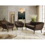 Zestaw PIRS 3+1+1 - brązowy, welwet - nóżki,  czarny