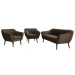 Zestaw PIRS 3+1+1 - brązowy, welwet - nóżki,  czarny