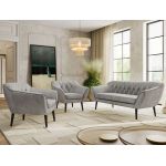 Zestaw PIRS 3+1+1 - jasnoszary, welwet - nóżki,  czarny