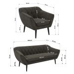 Zestaw PIRS 3+1+1 - ciemnoszary, welwet - nóżki,  czarny