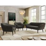 Zestaw PIRS 3+1+1 - ciemnoszary, welwet - nóżki,  czarny