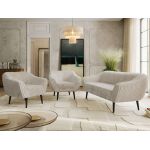 Zestaw PIRS 3+1+1 - beżowy, sztruks - nóżki,  czarny