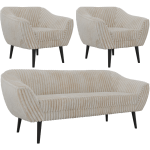 Zestaw PIRS 3+1+1 - beżowy, sztruks - nóżki,  czarny