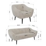 Zestaw PIRS 3+1+1 - beżowy, sztruks - nóżki,  czarny