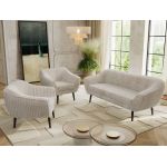 Zestaw PIRS 3+1+1 - beżowy, sztruks - nóżki,  czarny