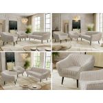 Zestaw PIRS 3+1+1 - beżowy, sztruks - nóżki,  czarny