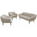 Zestaw PIRS 3+1+1 - beżowy, sztruks - nóżki,  czarny