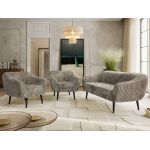 Zestaw PIRS 3+1+1 - jasnobrązowy, sztruks - nóżki,  czarny