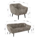 Zestaw PIRS 3+1+1 - jasnobrązowy, sztruks - nóżki,  czarny