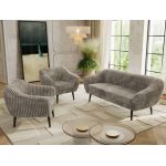 Zestaw PIRS 3+1+1 - jasnobrązowy, sztruks - nóżki,  czarny