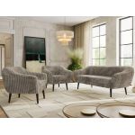 Zestaw PIRS 3+1+1 - jasnobrązowy, sztruks - nóżki,  czarny