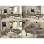 Zestaw PIRS 3+1+1 - jasnobrązowy, sztruks - nóżki,  czarny