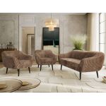 Zestaw PIRS 3+1+1 - brązowy, sztruks - nóżki,  czarny