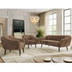 Zestaw PIRS 3+1+1 - brązowy, sztruks - nóżki,  czarny