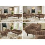 Zestaw PIRS 3+1+1 - brązowy, sztruks - nóżki,  czarny