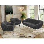 Zestaw PIRS 3+1+1 - szary, sztruks - nóżki,  czarny