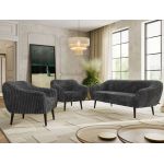 Zestaw PIRS 3+1+1 - szary, sztruks - nóżki,  czarny