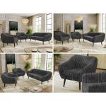 Zestaw PIRS 3+1+1 - szary, sztruks - nóżki,  czarny