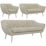 Zestaw PIRS 3+2+1 - kremowy, welwet - nóżki,  biały