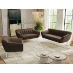 Zestaw PIRS 3+2+1 - brązowy, welwet - nóżki,  biały