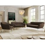 Zestaw PIRS 3+2+1 - brązowy, welwet - nóżki,  biały