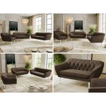 Zestaw PIRS 3+2+1 - brązowy, welwet - nóżki,  biały