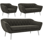 Zestaw PIRS 3+2+1 - ciemnoszary, welwet - nóżki,  biały