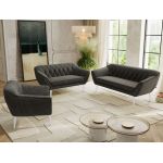 Zestaw PIRS 3+2+1 - ciemnoszary, welwet - nóżki,  biały