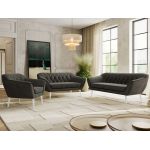 Zestaw PIRS 3+2+1 - ciemnoszary, welwet - nóżki,  biały