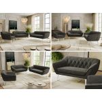 Zestaw PIRS 3+2+1 - ciemnoszary, welwet - nóżki,  biały