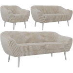 Zestaw PIRS 3+2+1 - beżowy, sztruks - nóżki,  biały