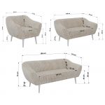 Zestaw PIRS 3+2+1 - beżowy, sztruks - nóżki,  biały