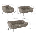 Zestaw PIRS 3+2+1 - jasnobrązowy, sztruks - nóżki,  biały