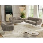 Zestaw PIRS 3+2+1 - jasnobrązowy, sztruks - nóżki,  biały