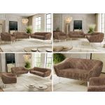 Zestaw PIRS 3+2+1 - brązowy, sztruks - nóżki,  biały