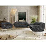 Zestaw PIRS 3+2+1 - szary, sztruks - nóżki,  biały